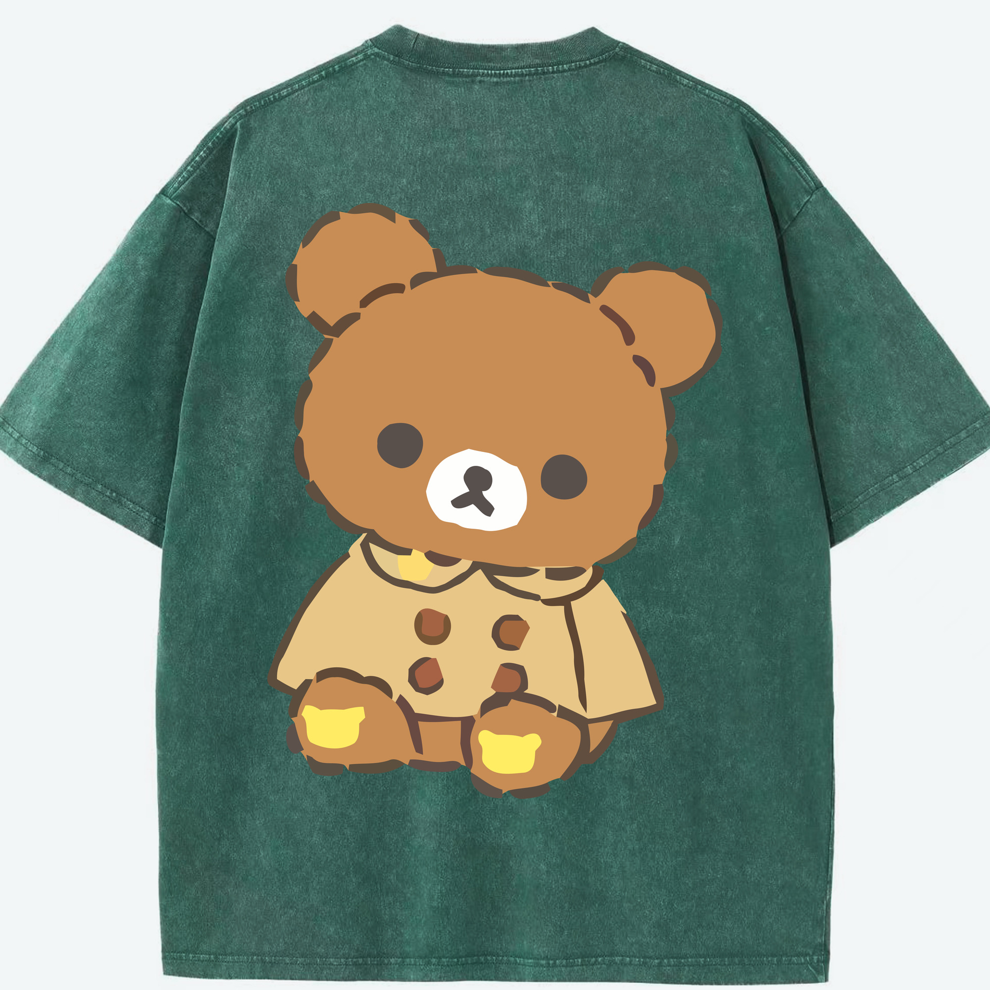 （画像用） リラックマ リラックマ キイロイトリ Rilakkuma Korilakkuma Kiiroitori 綿100% ヴィンテージ風 半袖Tシャツ（背面プリント）